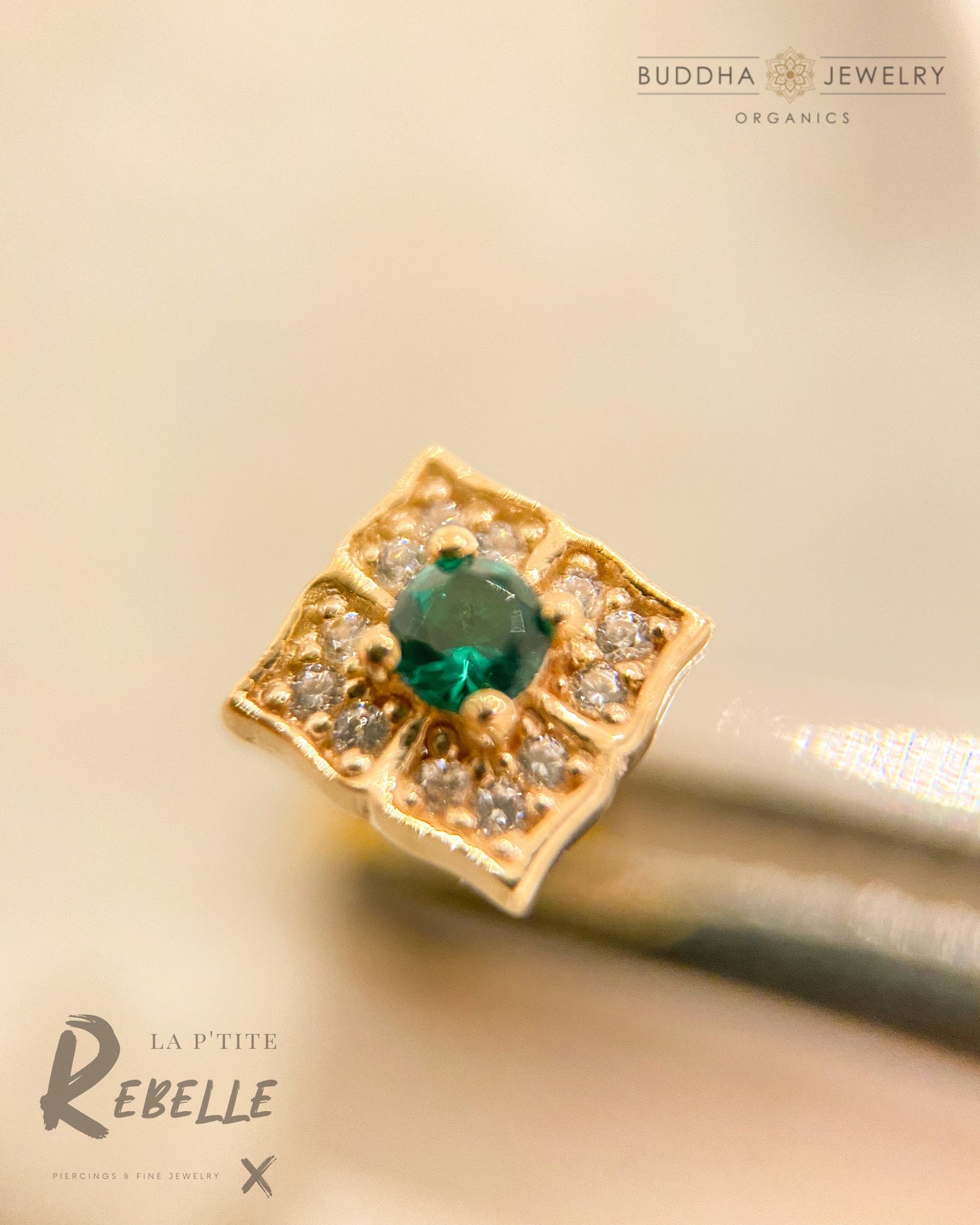 Buddha Jewelry Organics Threadless Gold Grace - Green Spinel