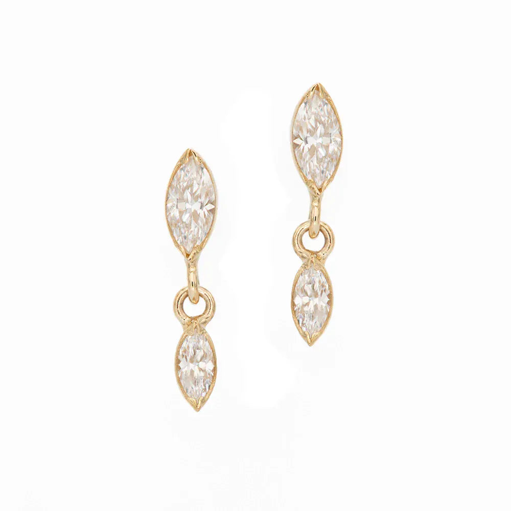 Anatometal Threadless Gold Marquise Bezel with Mini Marquise Bezel Dangle