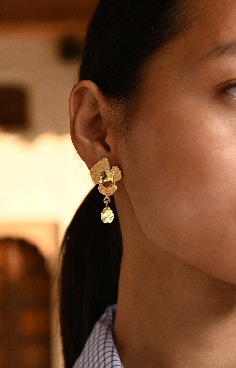 Christine Bekaert Jewelry Earring Moringa Flower Stud Dangle