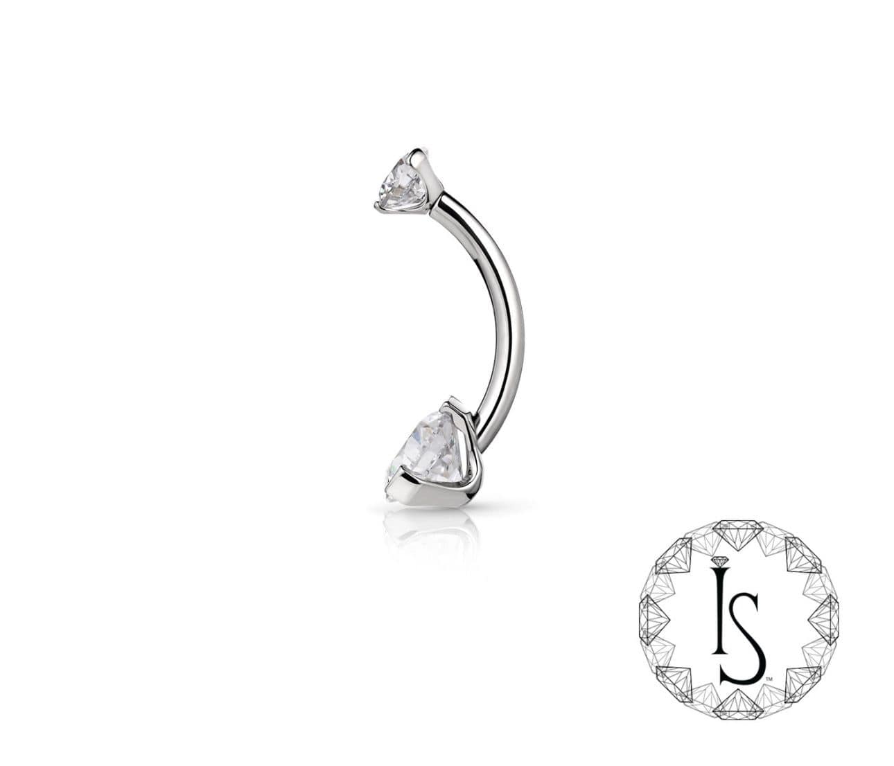 Industrial Strength Threaded Titanium Prong Navel Curve (4mm + 4mm)