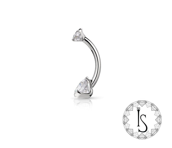 Industrial Strength Threaded Titanium Prong Navel Curve (4mm + 4mm)