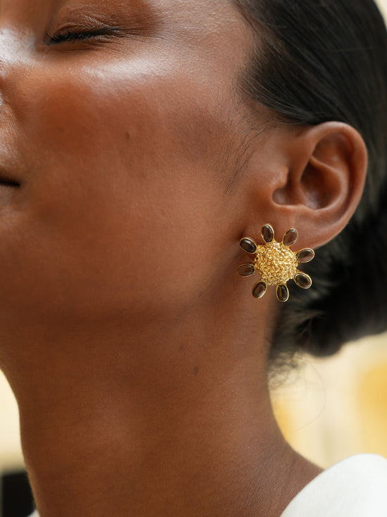 Christine Bekaert Jewelry Earring Smokey Quartz The Forever Floret Studs