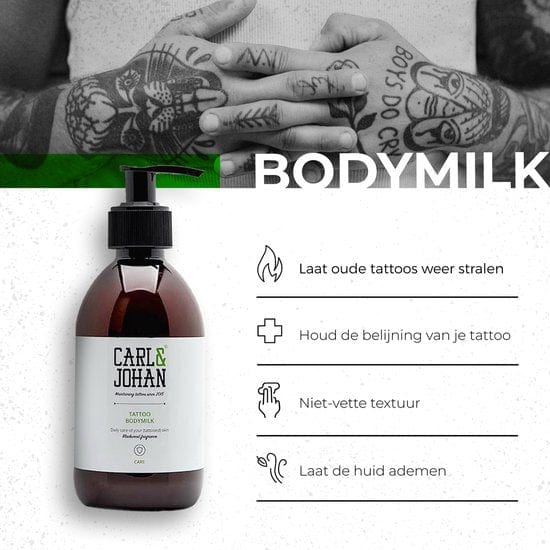 Carl & Johan tattoo aftercare Tattoo Bodymilk
