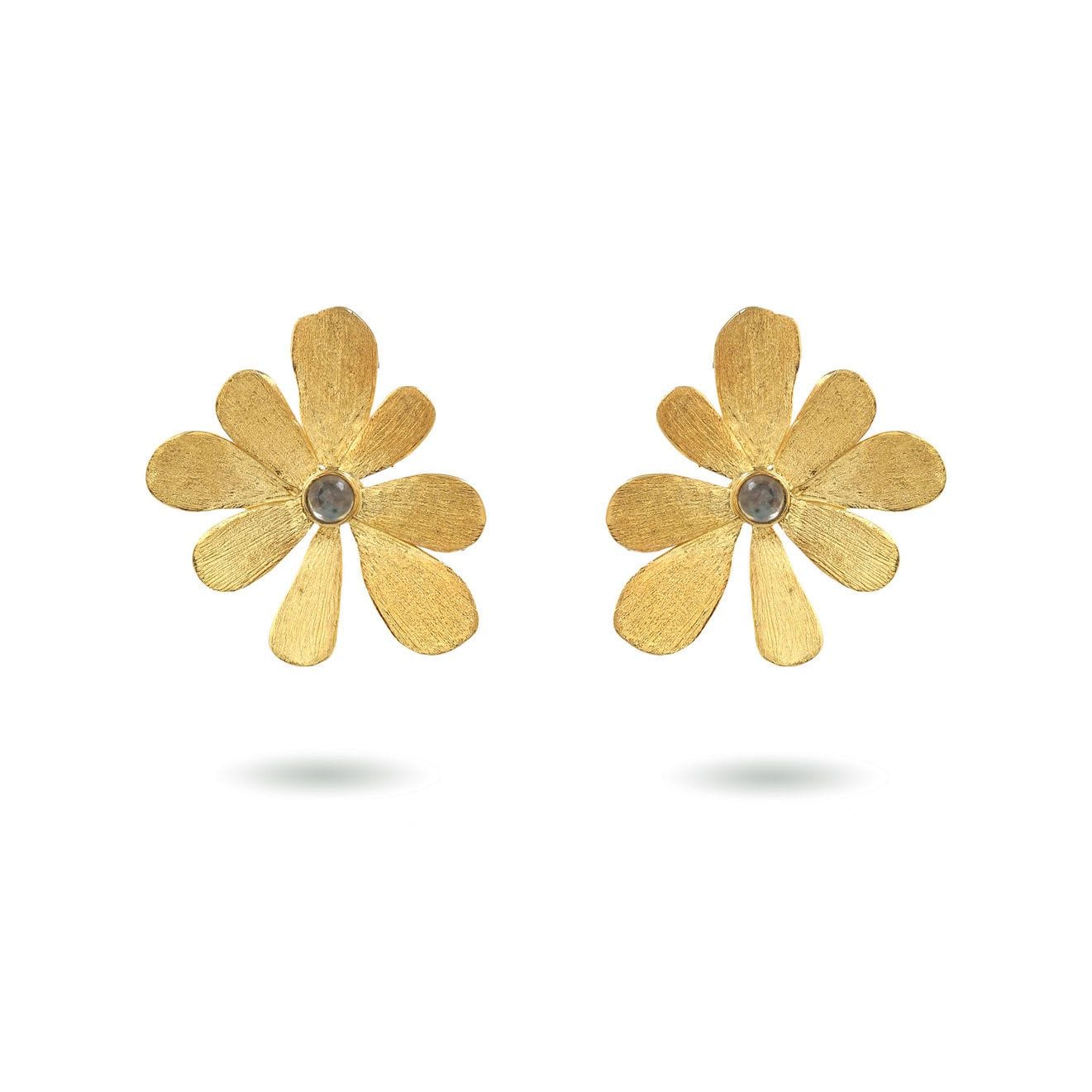Christine Bekaert Jewelry Earring The Sunpetal Studs - White Moonstone