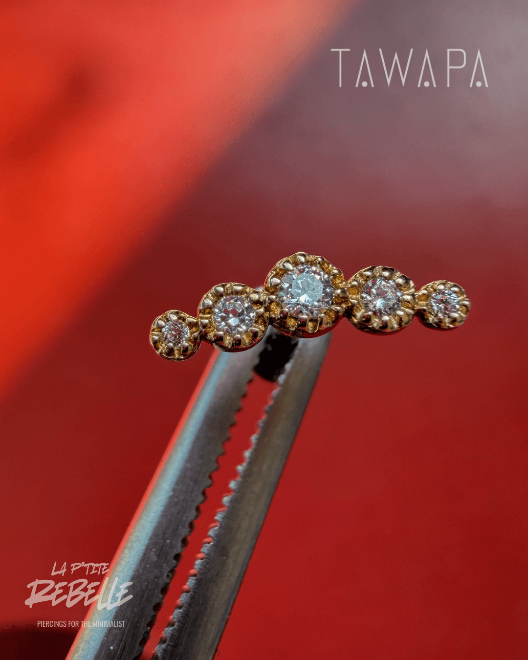 Tawapa gold piercing end Beloved - White CZ