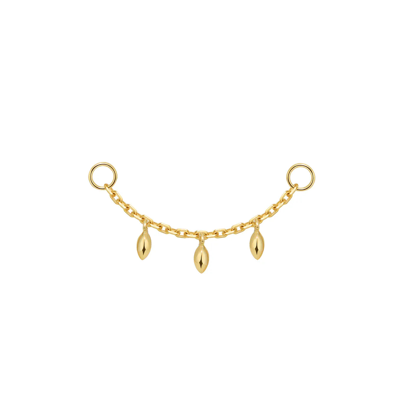 Modern Mood Body Jewelry Charms and Chains Chain with 3 Dripping Marquise Gold Beads