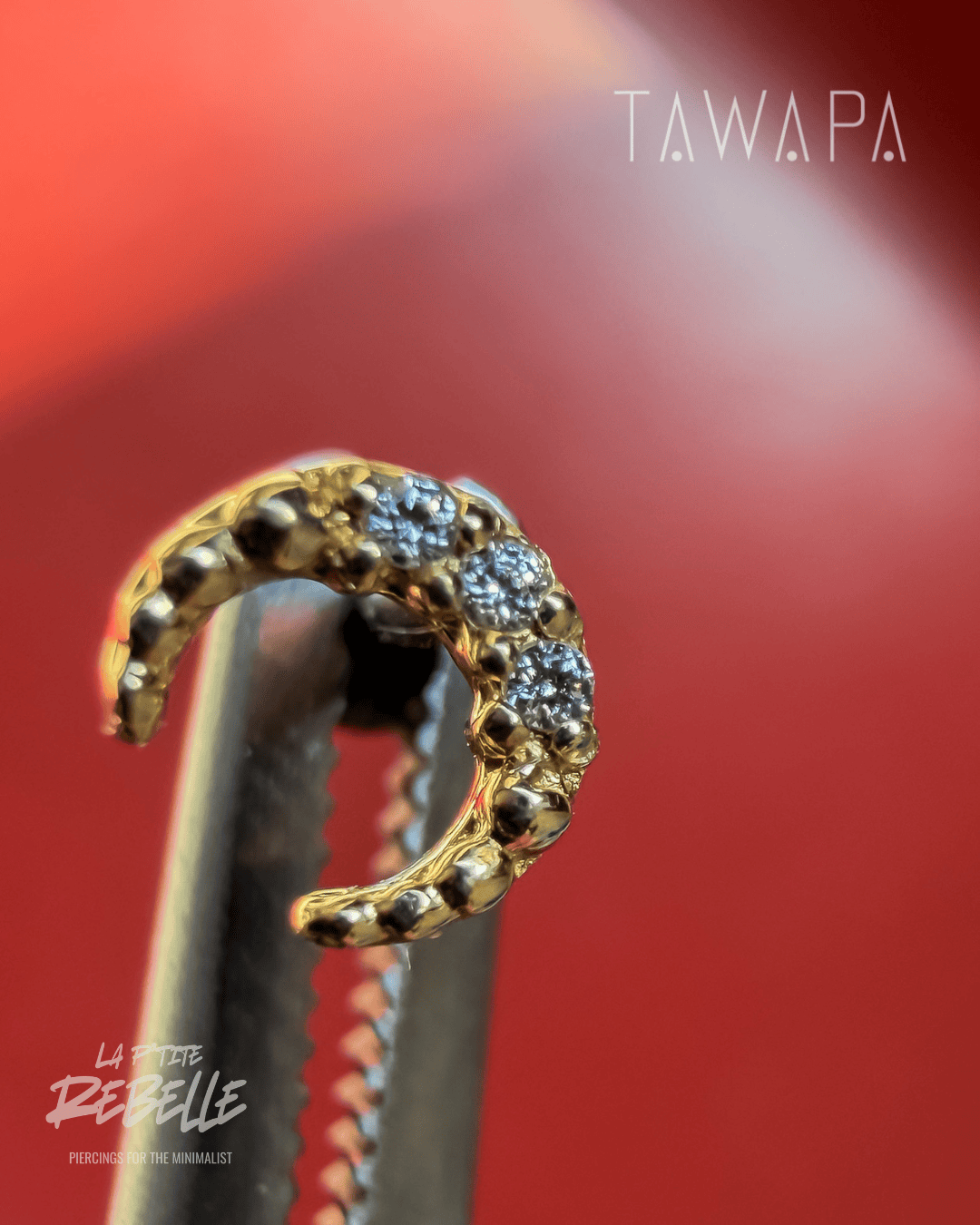 Tawapa gold piercing end Coven - White CZ