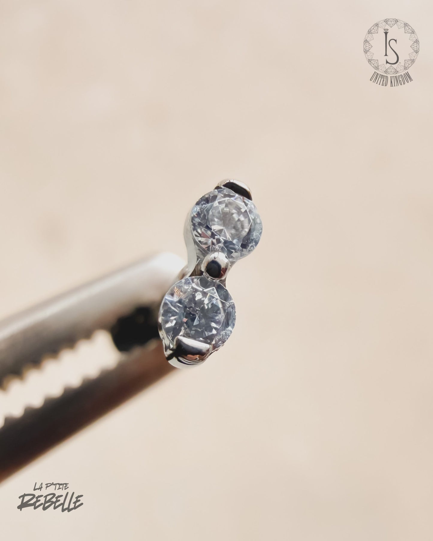 Industrial Strength Threadless Titanium Duo - Clear CZ