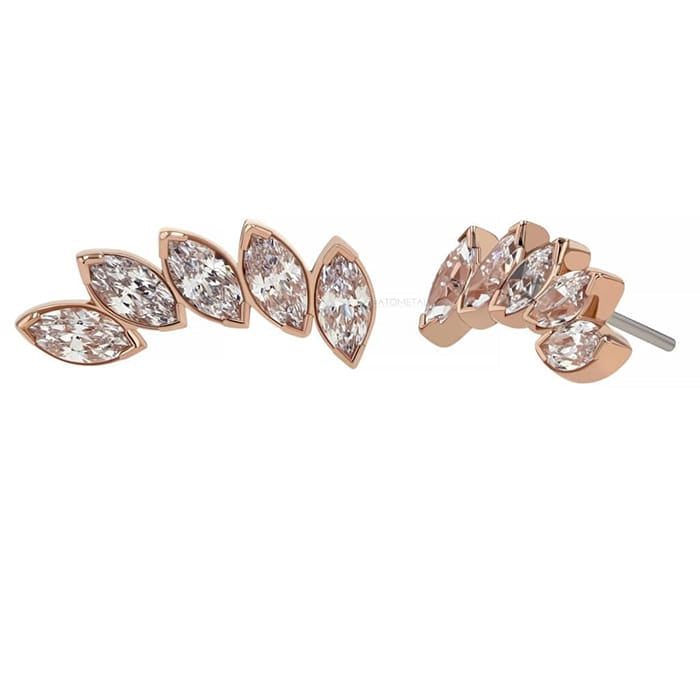 Anatometal Threadless Gold 5 Gem Fanfare