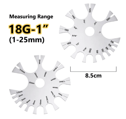 Stainless Steel Wire Gauge Tool - Round SWG Thickness Measurer Ruler WG-002 By ODM