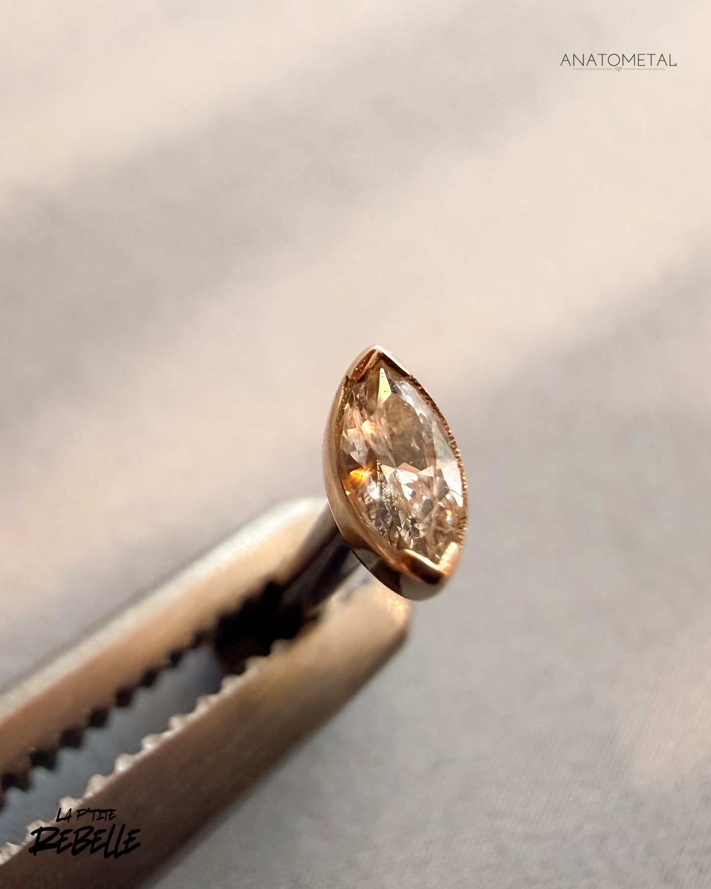 Anatometal Threadless Gold Marquise Bezel