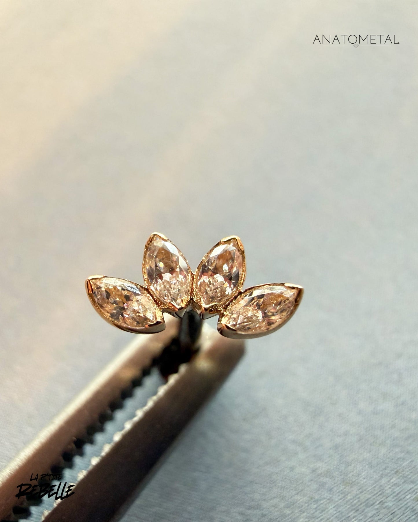 Anatometal Threadless Gold 4 Gem Marquise Fan