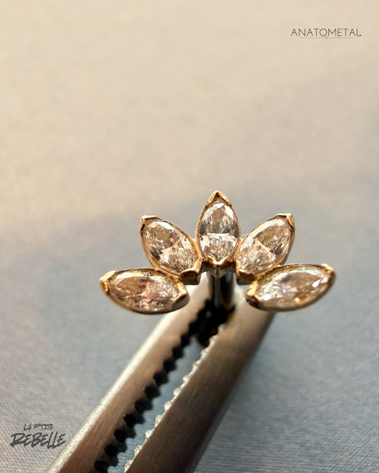 Anatometal Threadless Gold 5 Gem Marquise Fan