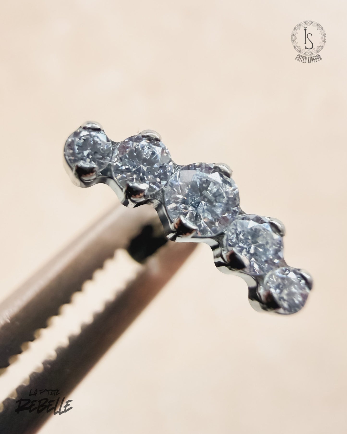 Industrial Strength Threadless Titanium Prium - Clear CZ