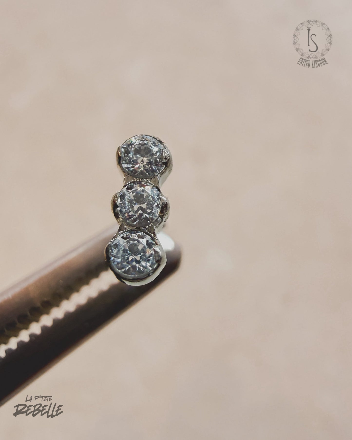 Industrial Strength Threadless Titanium Trio Cluster - Clear CZ