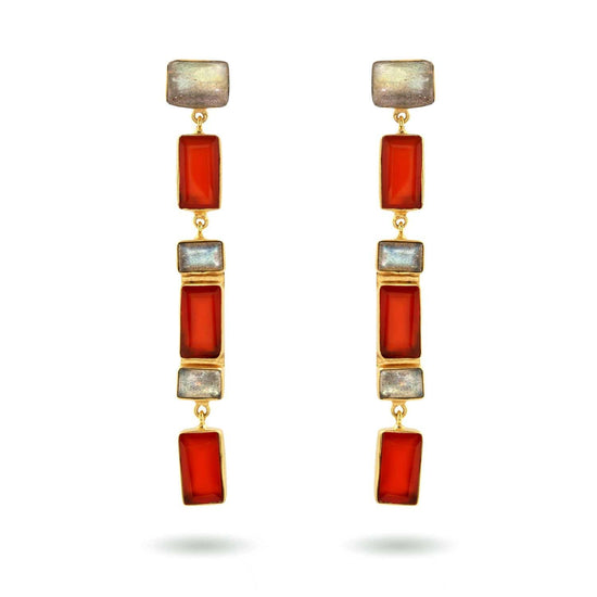 Christine Bekaert Jewelry Earring Carnelian + Labradorite Salima