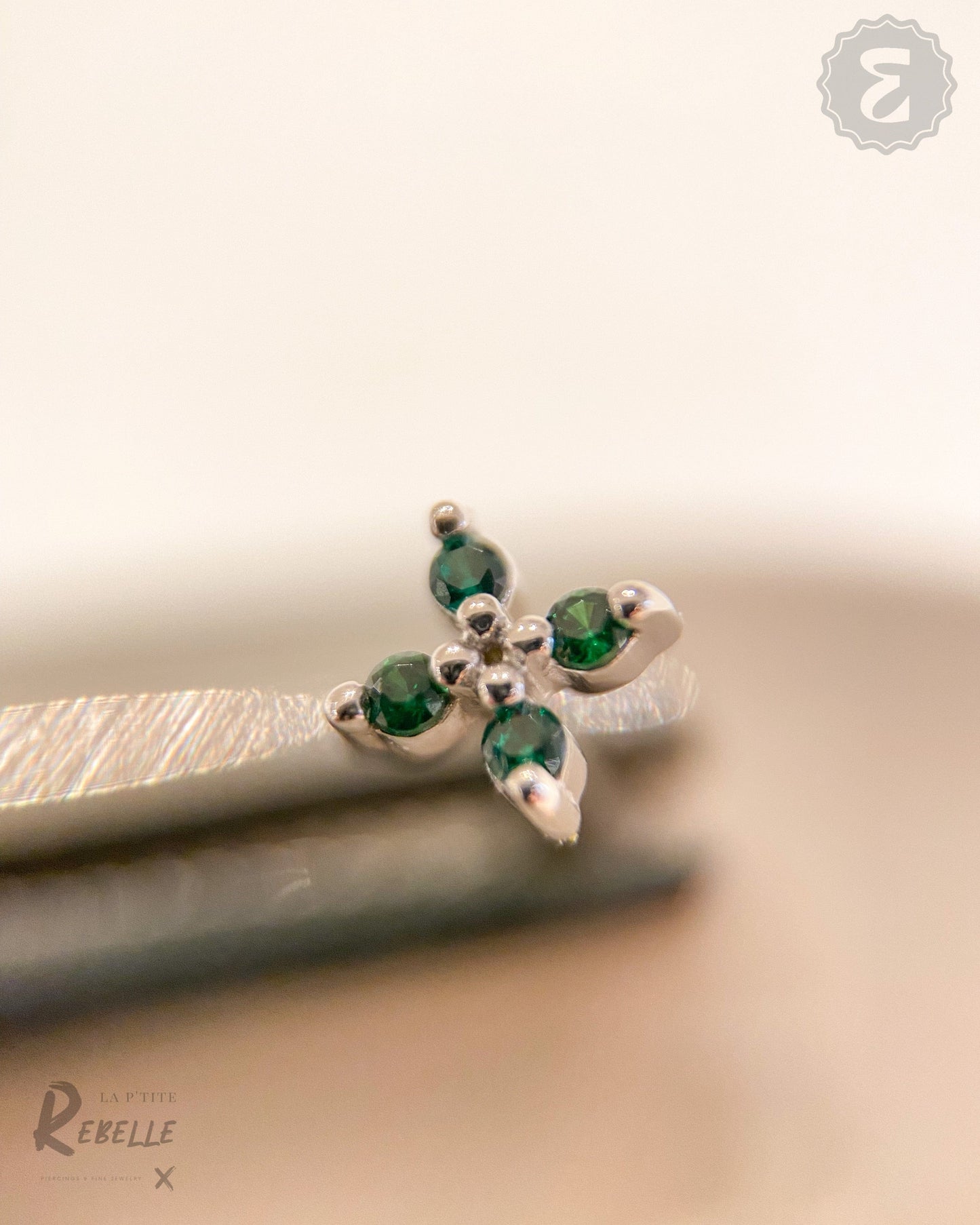 Ember Body Jewelry Crux - Emerald Green CZ