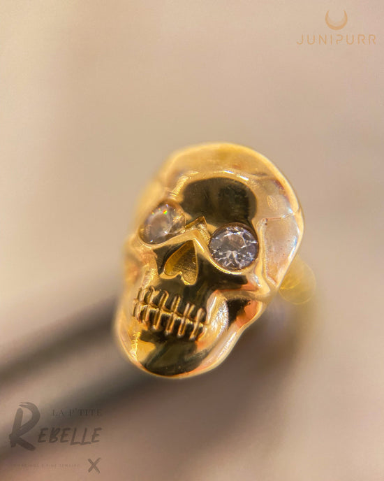 Junipurr Threadless Gold Crystal Skull