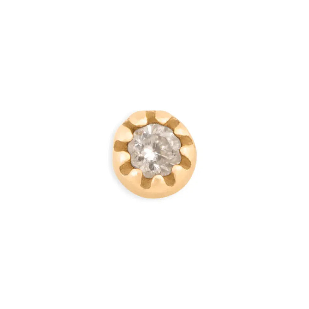 Tawapa gold piercing end Scalloped Pin - White CZ