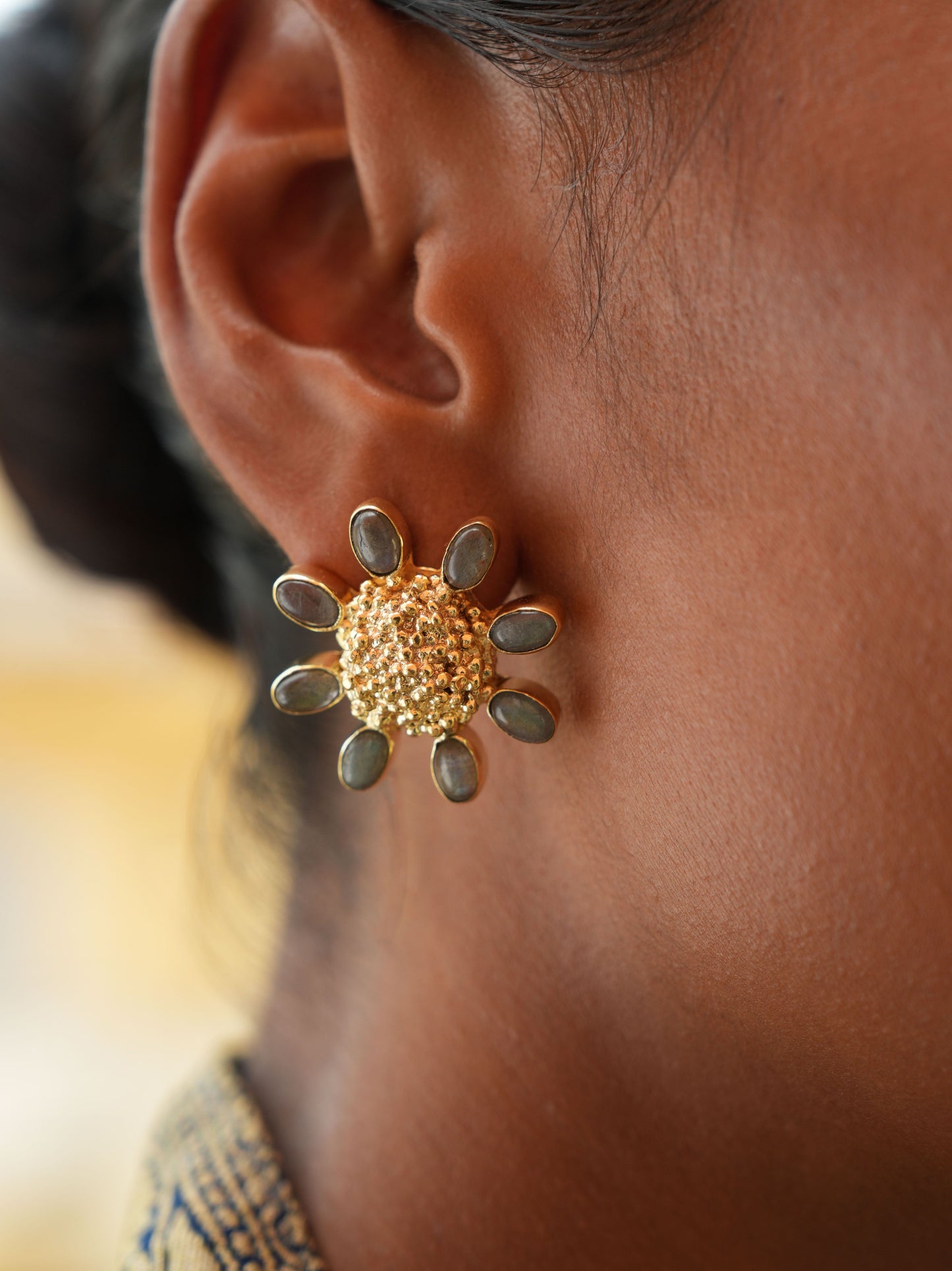 Christine Bekaert Jewelry Earring Labradorite The Forever Floret Studs