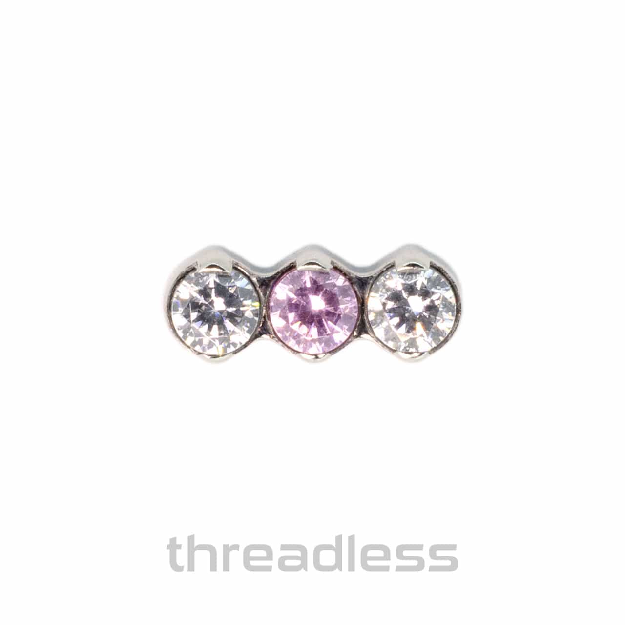 Industrial Strength Threadless Titanium Trio Cluster - Clear CZ