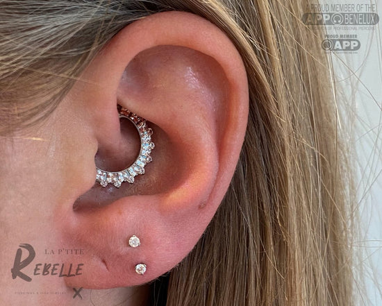 Dione Clicker Clear CZ Dusty Morganite LPRpiercing
