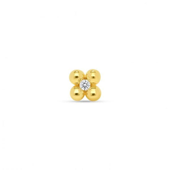 Norvoch Threadless Gold Yellow Gold 4 Beads with CZ