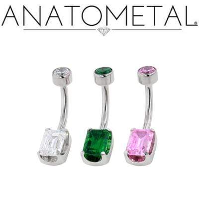 Load image into Gallery viewer, Anatometal Threaded Titanium Emerald Navel Curve
