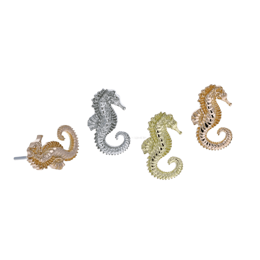 Anatometal Threadless Gold Seahorse