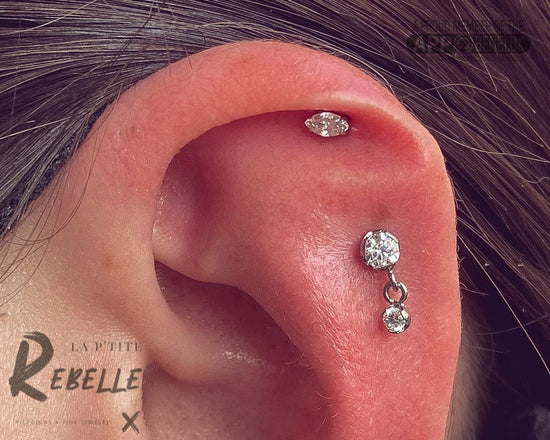 Load image into Gallery viewer, Anatometal Threadless Titanium Prong set with Dangle - Clear

