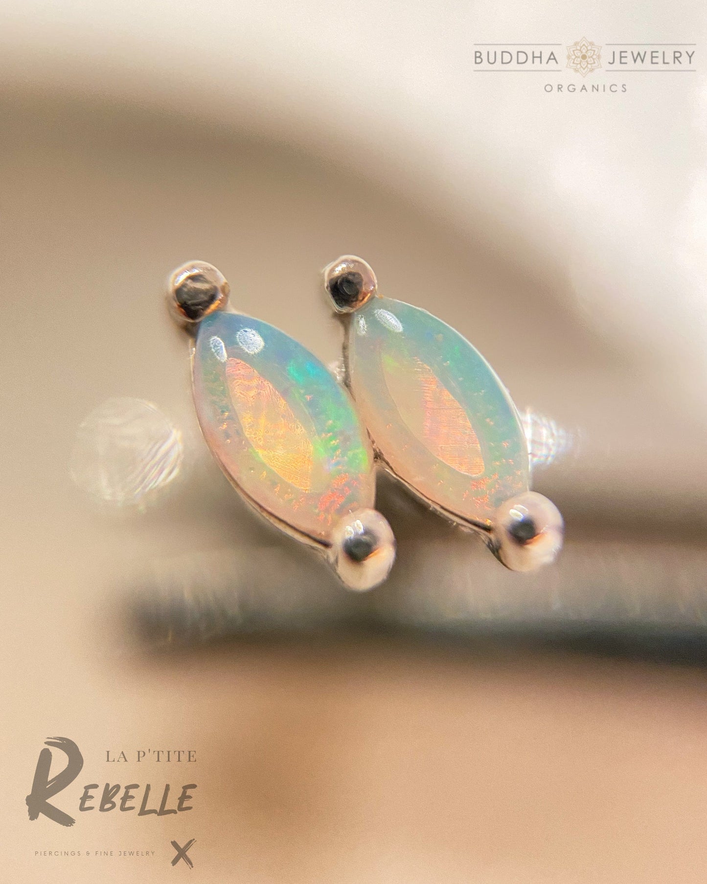 Buddha Jewelry Organics Threadless Gold Double Zuri Marquise Opal