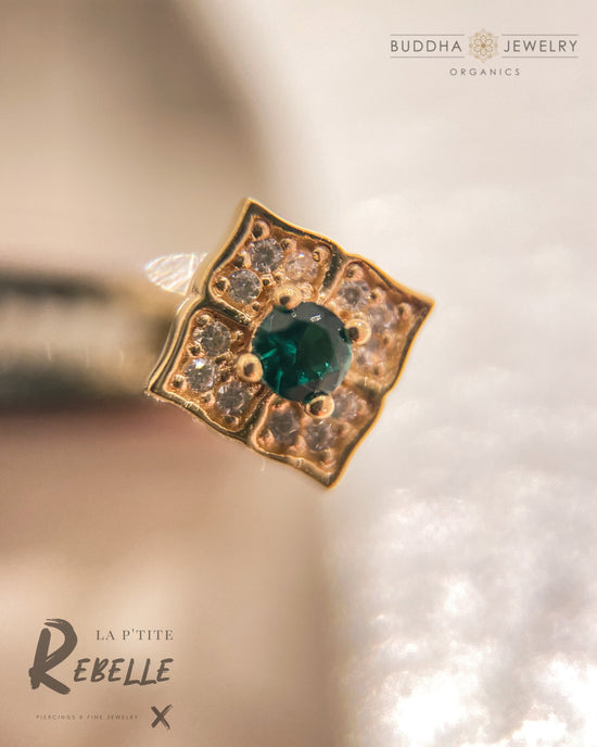 Buddha Jewelry Organics Threadless Gold Grace - Green Spinel