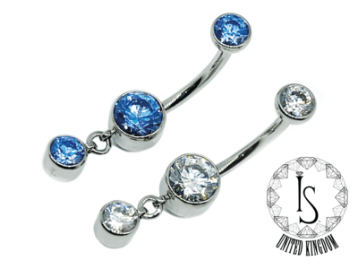 Load image into Gallery viewer, Industrial Strength Threaded Titanium 12mm Bezel Navel Curve with 1 Dangle
