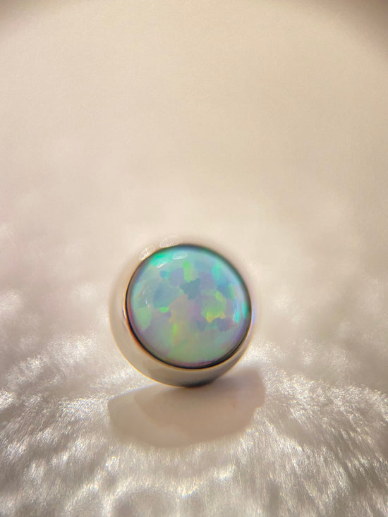Industrial Strength Threaded Titanium 3mm / White Opal Faux Pal Cabochon (Industrial Strength)