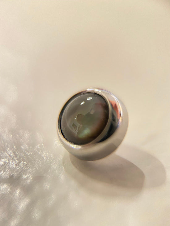 Industrial Strength Threaded Titanium Black Mother-Of-Pearl Natural Stone Cabochon (Industrial Strength)