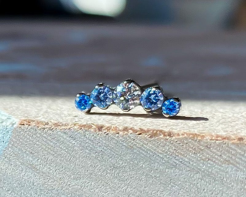 Industrial Strength Threaded Titanium Prium - Clear CZ, Greyish & Arctic Blue