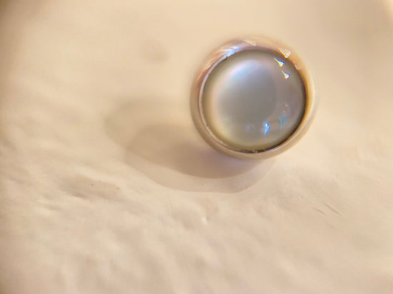 Industrial Strength Threaded Titanium White Mother-Of-Pearl Natural Stone Cabochon (Industrial Strength)