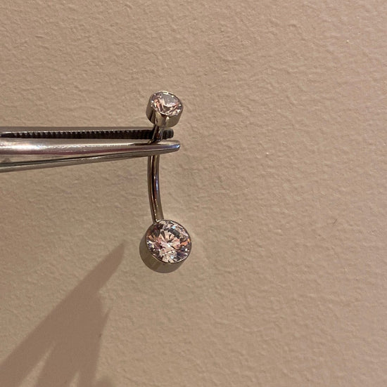 Le Roi Threaded Titanium 10mm / Clear CZ Double Bezel Navel Curve