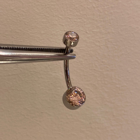 Le Roi Threaded Titanium 10mm / Morganite CZ Double Bezel Navel Curve