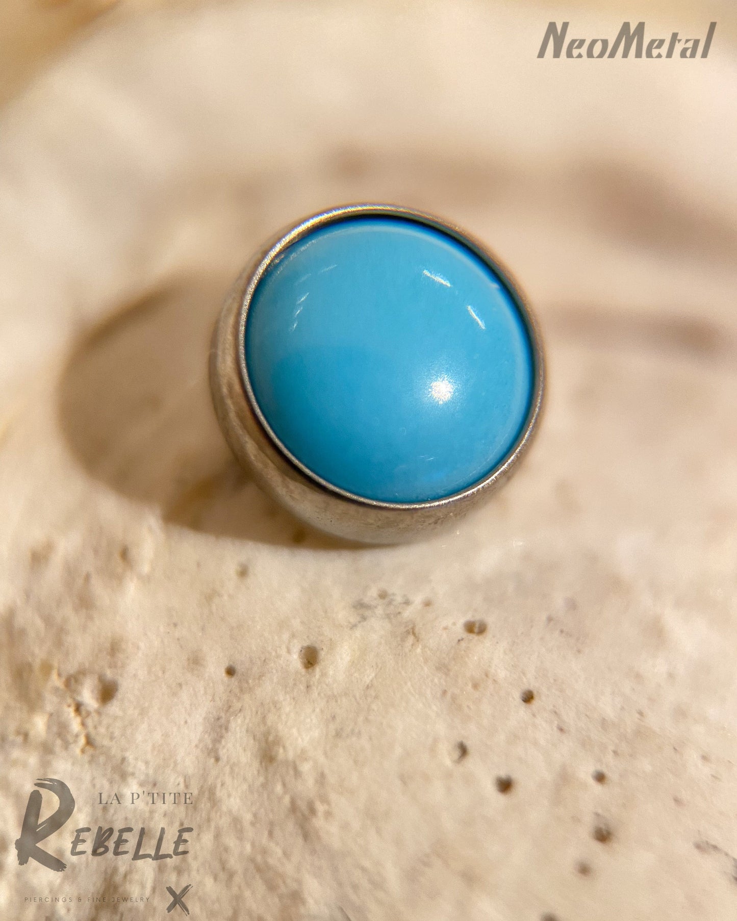 NeoMetal Threadless Titanium Cabochon - Turquoise