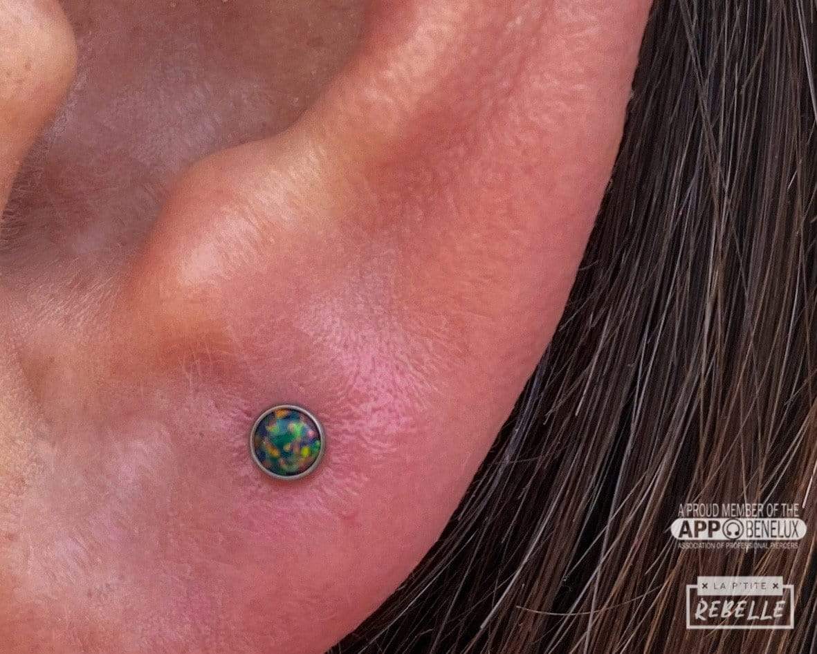 NeoMetal Threadless Titanium Cabuchon - Black Opal