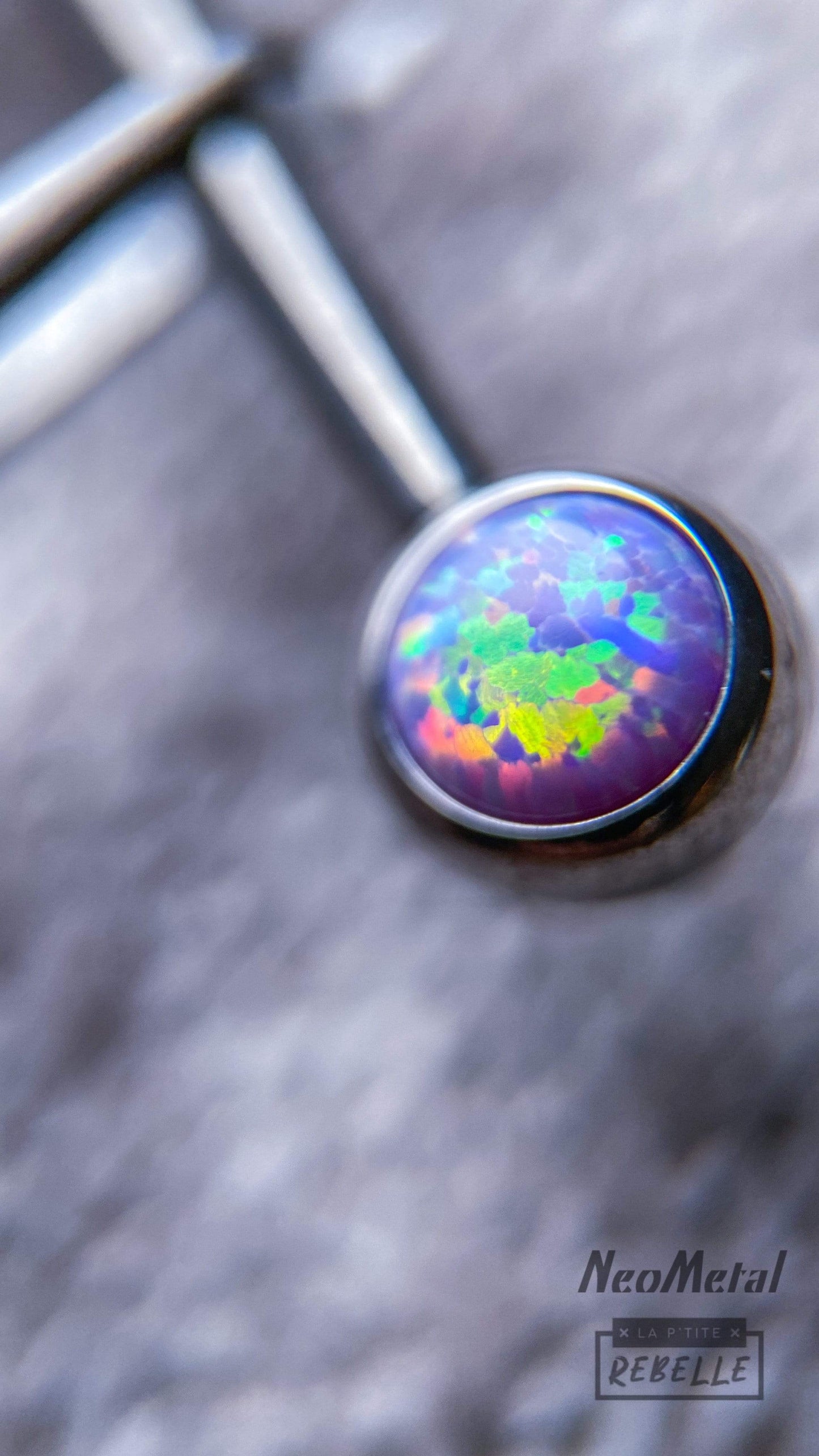 NeoMetal Threadless Titanium Lavender Opal Forward Facing Side Gem (for nipple piercings)