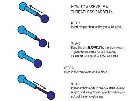 NeoMetal Threadless Titanium Threadless Barbell 1.2mm (with 1 fixed ball)