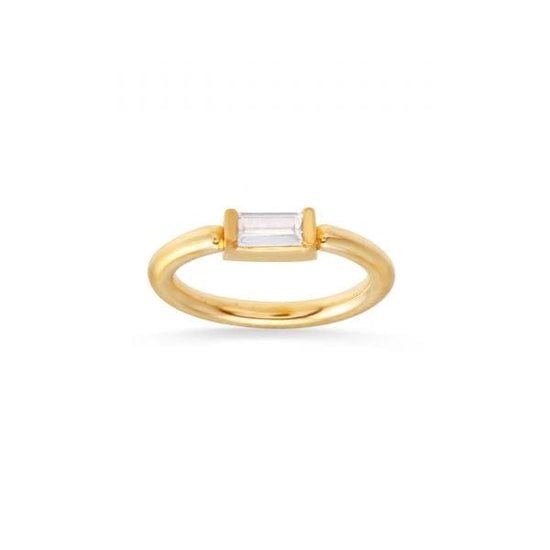 Norvoch Gold Ring Gold Seamring with baguette cut CZ