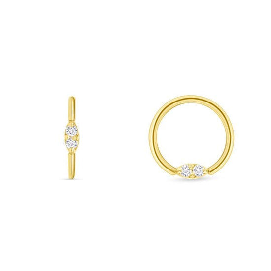 Norvoch Gold Ring Gold Seamring with prongset Marquise CZ